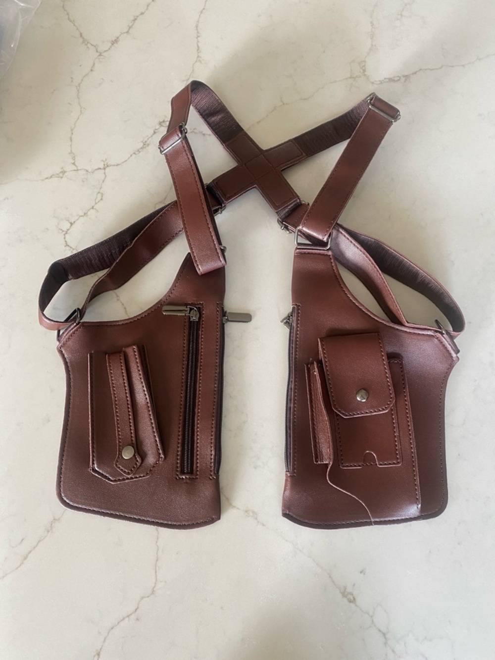 Brown Men's Leather-Style Crossbody Belt Bag